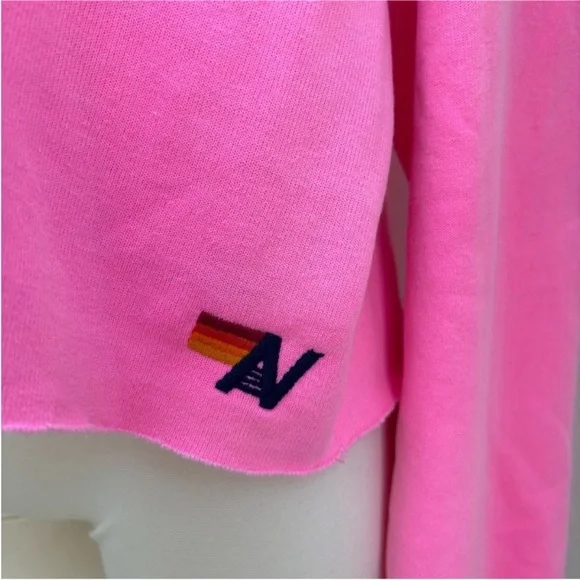 Aviator Nation Cropped Hoodie Rare Malibu Chili Cook Off Neon Pink Size Medium - Picture 5 of 11